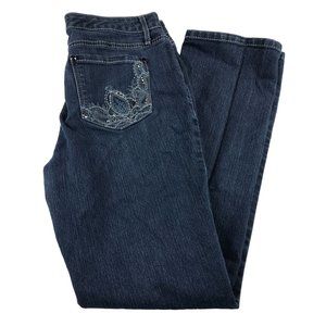 Nine West Jeans Straight 10 / 30 Embroidered Rhinestone Embellished Back Pockets